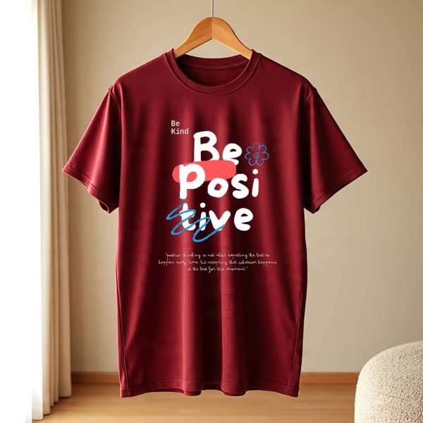 Women's Be Positive Yellow Premium Cotton Graphic Printed Regular T-shirt