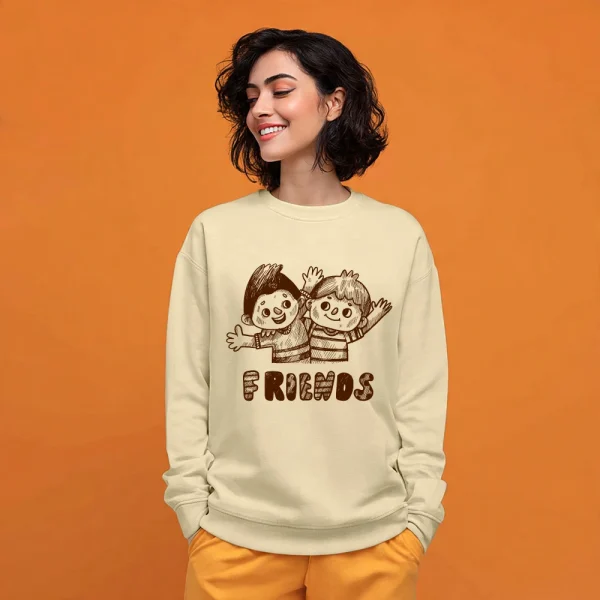 Women’s Beige Cotton Sweatshirt – Friends Print